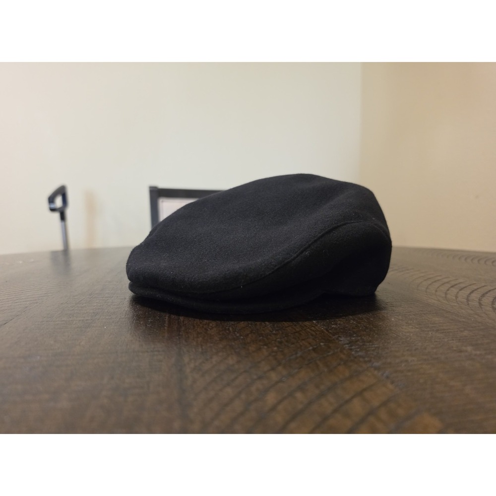 AWG Mode Center Men's XL SZ 61 Black Wool Blend Flat Cap Driver Ivy Hat Quilted